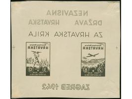 1942, Model airplane exhibition souvenir sheet, mirror image proof print in black on thin paper, unused without gum. in the c