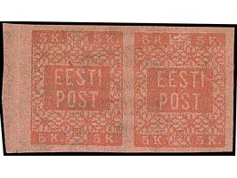 1918, Flower issue 5 kopeks rose, Proof printed on red paper, on reverse of cinema ticket, horizontal pair with left sheet ma