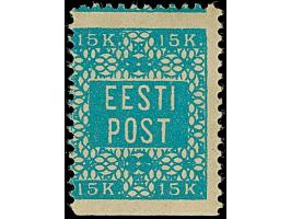 1918, Flower issue 15 kopeks greenish-blue, perforated L 11½ on three sides, bottom imperforated, mint never hinged, fine, sc