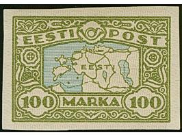 1923, Map of Estonia 100 mark, proof on wove paper, unused, fine, signed and certificate Löbbering BPP (2011) (Hurt/Ojaste G: