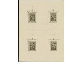 1943, 3rd. Stamp exhibition 18+9 k. souvenir sheet, part of printer's sheet with four souvenir sheet, number “V” with engrave