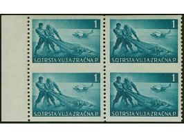 1949, airmail 1 l. blue-green, block of 4 with left sheet margin, imperforated horizontally, mint never hinged, fine, signed.