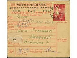1949, Labour Day 100 l. “1 SVIBANJ 1948 U SST” tied by cds. “KOPER CAPODISTRIA 21.5.48” to parcel card to Belgrade, fine