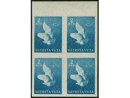 1950, Pets 2 l. blue, imperforate, block of 4 with upper sheet margin, mint never hinged, fine