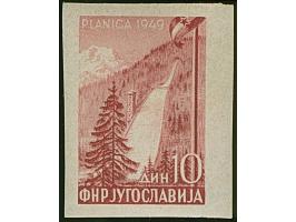 1949, Ski jumping in Planica 10 din. lilac, imperforate proof, mint never hinged, fine, signed