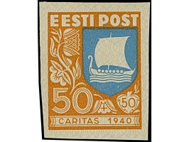 1940, Caritas 10-50 senti, imperforated proofs, mint never hinged, very fine