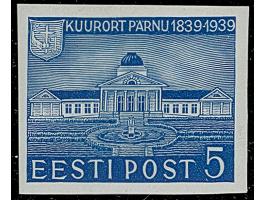 1939, Health Resort Pärnu 5 senti, four color proofs on green, blue, red and violet and in addition two proofs in black and r