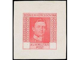 1917, Kaiser Karl I., Essay ohne Wertangabe in rot im kleineren Blockformat auf Kreidepapier ohne Gummierung, in einwandfreie