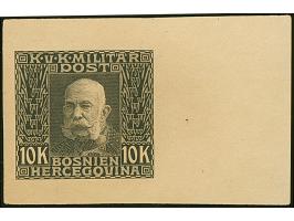 1912, Kaiser Franz Joseph I. 10 K. schwarz, ungezähnter Probedruck auf ungummiertem Kartonpapier, mit Bogenrand, tadellos