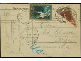 1919, Liberation of Courland 10m kopeks, diagonally bisceted with additional franking of 35 kopeks, tied by cds. "LEEPAJA LAT