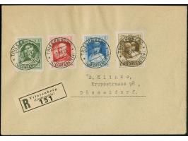 1929, Regierungsantritt 10-70 Rp. mit Ersttagsstempel "TRIESENBERG 2.XII.29" auf R-FDC nach Düsseldorf mit Ankunftsstempel, A