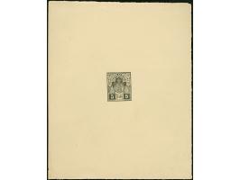 1918, Coat of Arms 5 pa. black, imperforate single die proof on white, ungummed paper (115x140mm), tiny creases at left margi