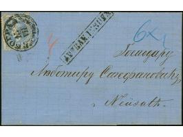 1869/70, Prince Milan IV. 20 pa. blue tied by cds. “BELGRADE 15.VII.(70) to underfranked entire letter with boxed ”AFFRAN.INS