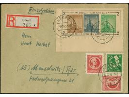 Antifa-Block auf gelblichgrauem Papier, linke untere Bogenecke mit Zufrankatur, portogerecht auf kleinem R-Brief von "GERA 1 