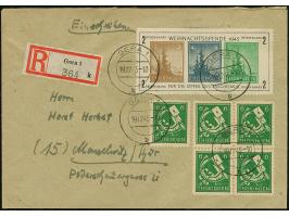 Antifa-Block auf weißem Papier mit Zufrankatur, portogerecht auf kleinem R-Brief von "GERA 1 b 19.12.45", nach Meuselwitz, mi