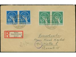 Währungsgeschädigte 10 Pfg. und 30 Pfg., Je im waagerechten Paar mit sauberem Stempel "BERLIN CHARLOTTENBURG 3.4.50", portoge