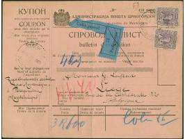 1907, Prince Nikola I. 50 pa. violet, two single stamps tied by cds. “PODGORITZA 22.II.1900” to complete parcel card via Pass