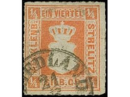 1864 Wappenausgabe ¼ Silbergroschen rotorange, farbfrisch, sauber entwertet durch EKr. von Friedland, unauffällig ausgebesser