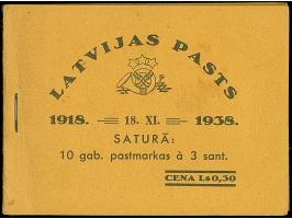 1938, 20th Anniversary of the Republic, booklet with 10 stamps at 3 santimi, mint never hinged, front cover minor spot, other