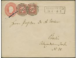 Glatter Grund 1 Sgr. rosa im waagerechten Paar, allseits breitrandig, mit sauber aufgesetzter Nr. “535” auf Umschlag 1 Sgr.ro