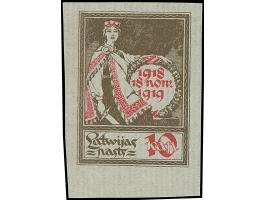 1919, 1st Anniversary of Independence 10 kopek, imperforated archive proof, without gum, very rare only few copies known, fin