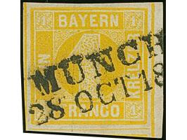 1862, 1 Kr. gelb, Type II, farbfrisch und allseits breit- bis überrandig mit kleinem Bogenrand rechts, sauber mit schwarzem L