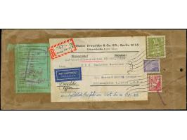 1956, 1 M., 70 Pfg. und 20 Pfg. mit Handrollstempel “BERLIN SW77 29.5.58” als portogerechte Frankatur auf kpl. R-Luftpost-War