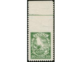 1934, New Constitution 10 santimi green, with upper sheet margin, imperforated a top, mint never hinged, hinge in the outer m