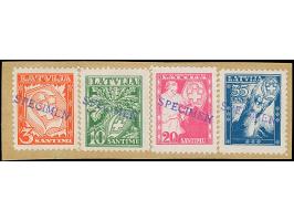 1934, New Constitution 3 and 10-35 santimi, with small handstamp “SPECIMEN” on piece, fine