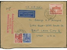 1849, Bauten 3 M., 40 Pfg. und 30 Pfg. mit Stempel “BERLIN NW21 2,7.52” als portogerechte Frankatur auf Luftpost-Brief bis 50