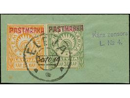 1919, Stempelmarka with reddish overprint “PASTMARKA” 15-30 kap., tied by cds. “ELEJA” with handwritten date to piece with ad