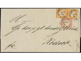 ½ Gr. orange mit Plattenfehler “Farbstrich auf der 10. Strichleiste rechts” (Feld 49) im senkrechten Paar mit Normalmarke und