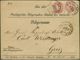 1 Ngr. rosa, 2 Einzelwerte mit DKr. Leipzig 30 DEC 64 auf dekorativem 'Telegramm' der "Priviligirten Telegraphen-Station des 
