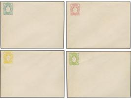 3 Ngr.-Essay-Umschläge der Fa. Bartsch &amp;amp; Dankert in Leipzig in den Farben rotviolett, blaugrau, hellgrün und gelb, di