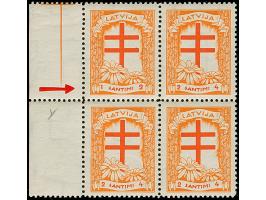 1930, Anti-Tuberculosis 1+2 s. orange/brick-red, block of four, “1+2” at lower left, watermark “nw”, mint never hinged, small