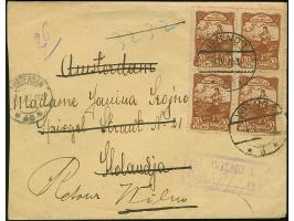 1922, Opening of the state parliament Sejm 10 marka, block of four, with additional franking, tied by cds. “WILNO -4.IV.22” t