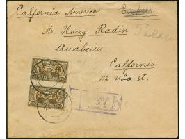 1921, Polish generals 20 marka imperforated, vertical pair, tied by cds. “WILNO 22 7 21” to registered cover to California, U