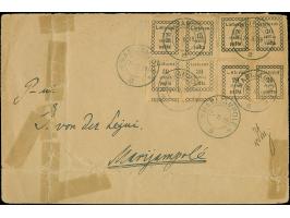 1918, First Vilnius issue 10-15 skatiku and Second Vilnius Issue 20-30 skatiku, each as horizontal pair tied by cds. "MARIAMP