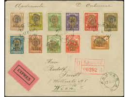 1924, War Orphans +1 on 2+2 centu - +50 on 1+1 litas, tied by cds. “KAUNAS 17.II.27” to registered express cover to Vienna wi