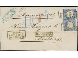 2 Gr. grauultramarin mit Plattenfehler “gebrochenes C in Reichs” (Feld 25) im waagerechten Paar mit Normalmarke mit Rahmenste