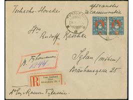 TYTAVENAI: 1921, Kestutis 2 auksinas, two singles, tied by cds. “TYTAVENAI 24.X.21” to registered cover with and provisional,