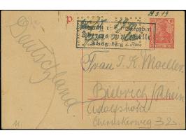 GARZDAI: 1919, First Kaunas Issue 20 skatiku, two singles with handwritten cancellation “Garzdai” and additional boxed censor