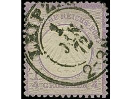 ¼ Gr. grauviolett mit klarem DKr. “LEIPZIG 1.JAN.72” vom ERSTTAG. Die farbfrische Marke ist deutlich geprägt mit oben zum Tei