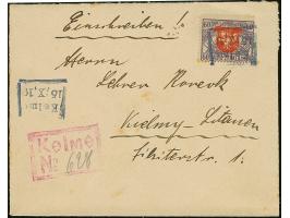 KELME: 1919, Fourth Berlin Issue 60 skatiku, tied by boxed “Kelme 15/X,19” to registered local cover with red boxed registere