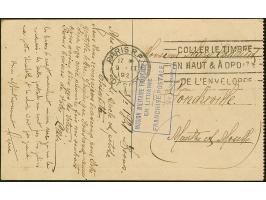 "MISSION MILITAIRE FRANCAISE EN LITUANIE FRANCHISE POSTALE Le Vaguemestre", violett boxed four-line cachet on picture postcar