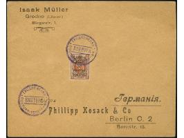 1919, 50 skatiku on 3-70 kopeks, each tied by violet cachet “GRODNO” to pre-printed envelopes adressed to Philipp Kosack on B