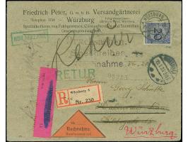 1923, 10 Mrd. auf 20 Mio. M. im senkrechten 20er-Block mit Walzedruck-Unterrand in Mischfrankatur mit Rentenpfennig 20 Pfg. j