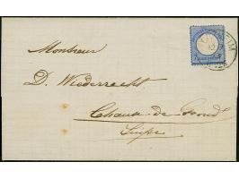 7 Kr. grauultramarin mit EKr. “PFORZHEIM 12.9.73” auf kpl. Faltbrief nach Chaux-de-Fonds, Schweiz mit Ankunftsstempel. Die fa