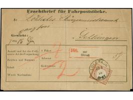 9 Kr. mittelrötlichbraun mit klare EKr. “LOERRACH 13.1.73” als tarifgerechte Einzelfrankatur auf Vordruck-Paketbelgleit-Halbo