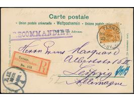 1897, Krone/Adler 25 Pfg. mit Stempel “TARNAU 22.10.97” auf Sonderkarte “Ausstellung Leipzig” als R-Karte mit rückseitigem Ra